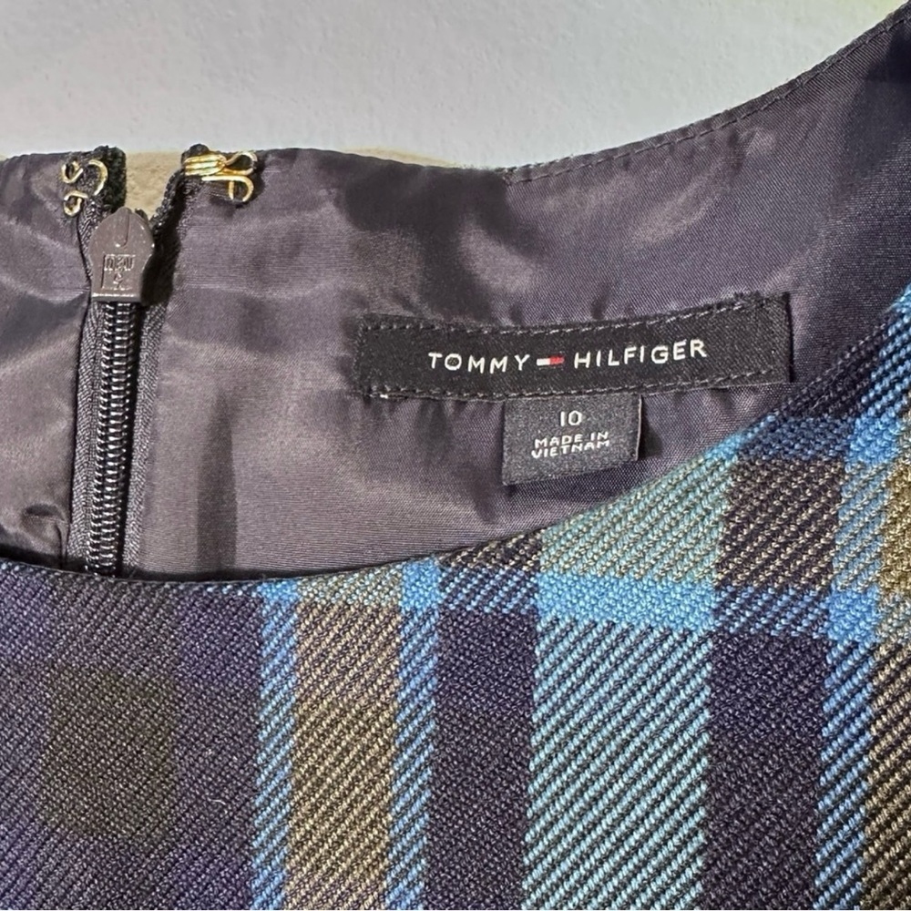 💙Tommy Hilfiger Navy and Blue Plaid Midi Dress - Picture 9 of 14